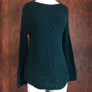 Style & Co Forest Green Ribbed Crew Neck Sweater
